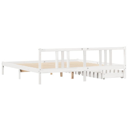 Bedframe zonder matras massief grenenhout wit 200x200 cm