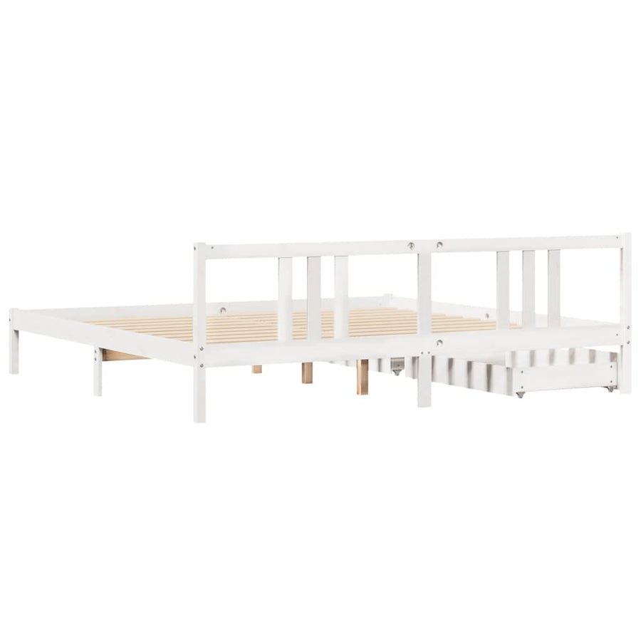 Bedframe zonder matras massief grenenhout wit 200x200 cm