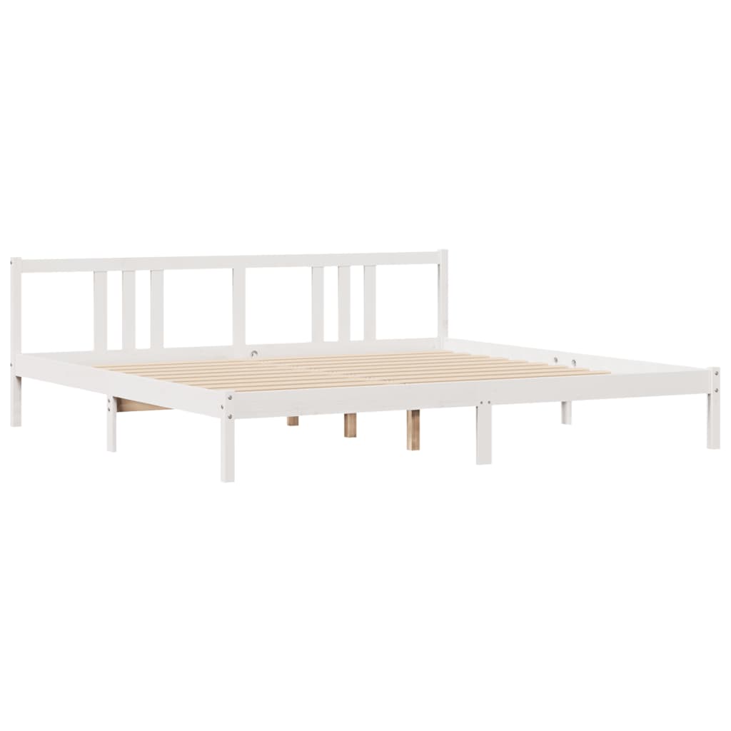 Bedframe zonder matras massief grenenhout wit 200x200 cm