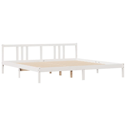 Bedframe zonder matras massief grenenhout wit 200x200 cm