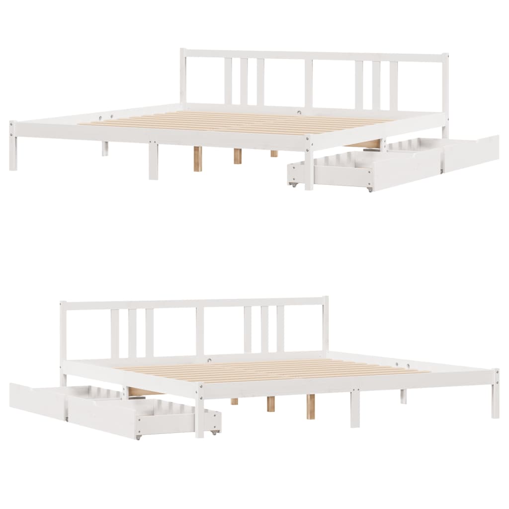 Bedframe zonder matras massief grenenhout wit 200x200 cm