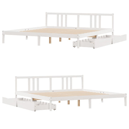 Bedframe zonder matras massief grenenhout wit 200x200 cm