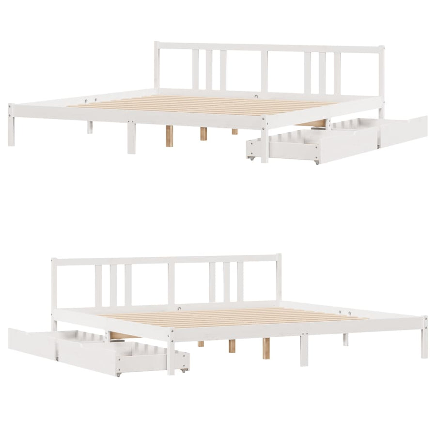 Bedframe zonder matras massief grenenhout wit 200x200 cm