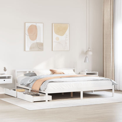 Bedframe zonder matras massief grenenhout wit 200x200 cm