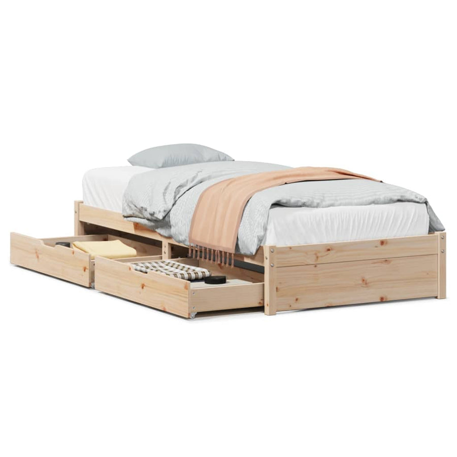 Bedframe zonder matras massief grenenhout 75x190 cm