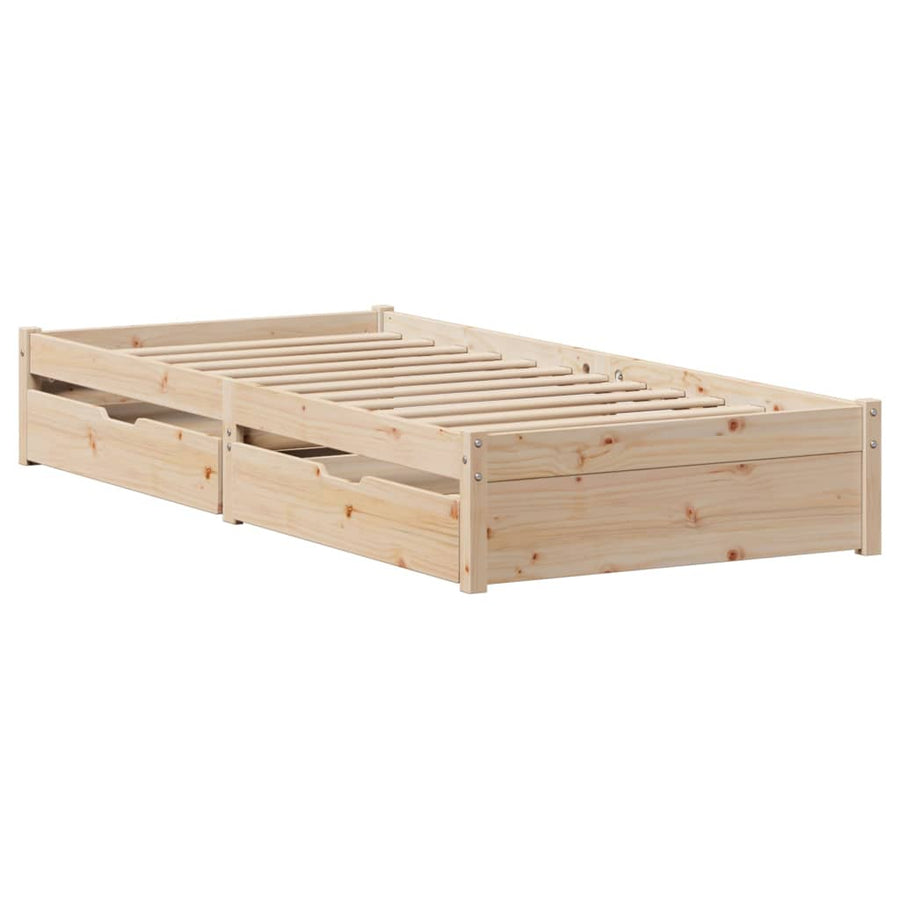 Bedframe zonder matras massief grenenhout 75x190 cm