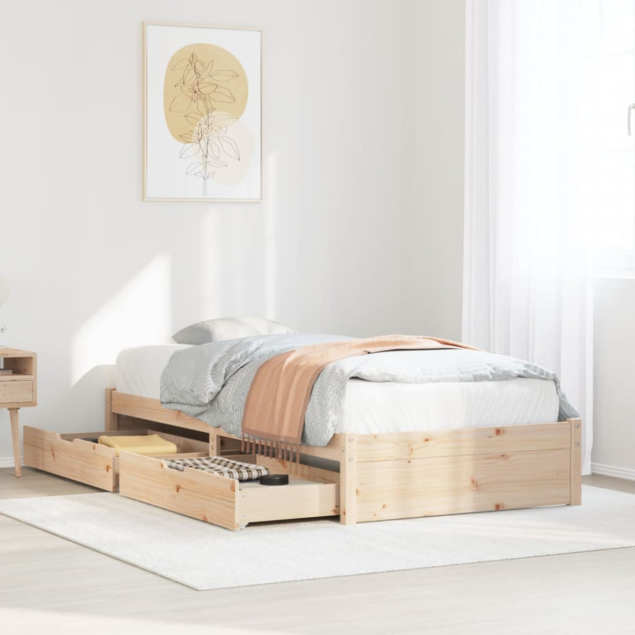 Bedframe zonder matras massief grenenhout 75x190 cm