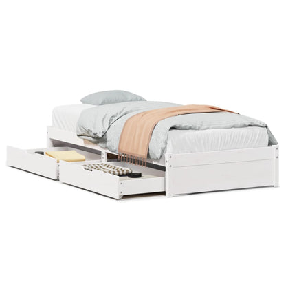 Bedframe zonder matras massief grenenhout wit 75x190 cm