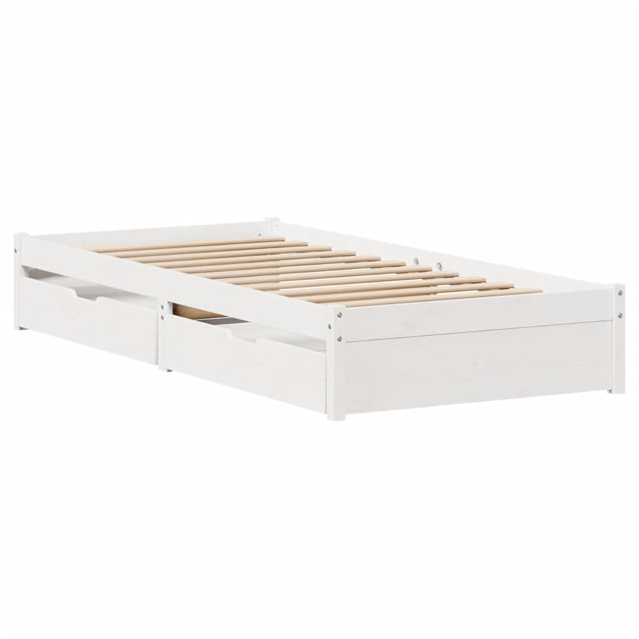 Bedframe zonder matras massief grenenhout wit 75x190 cm