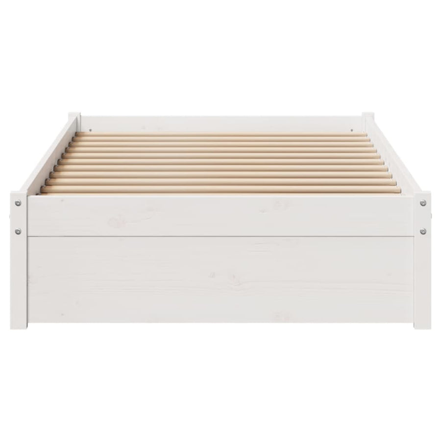 Bedframe zonder matras massief grenenhout wit 75x190 cm