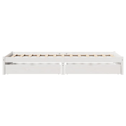 Bedframe zonder matras massief grenenhout wit 75x190 cm