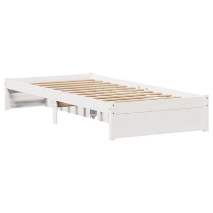 Bedframe zonder matras massief grenenhout wit 75x190 cm