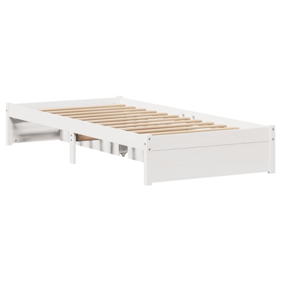 Bedframe zonder matras massief grenenhout wit 75x190 cm