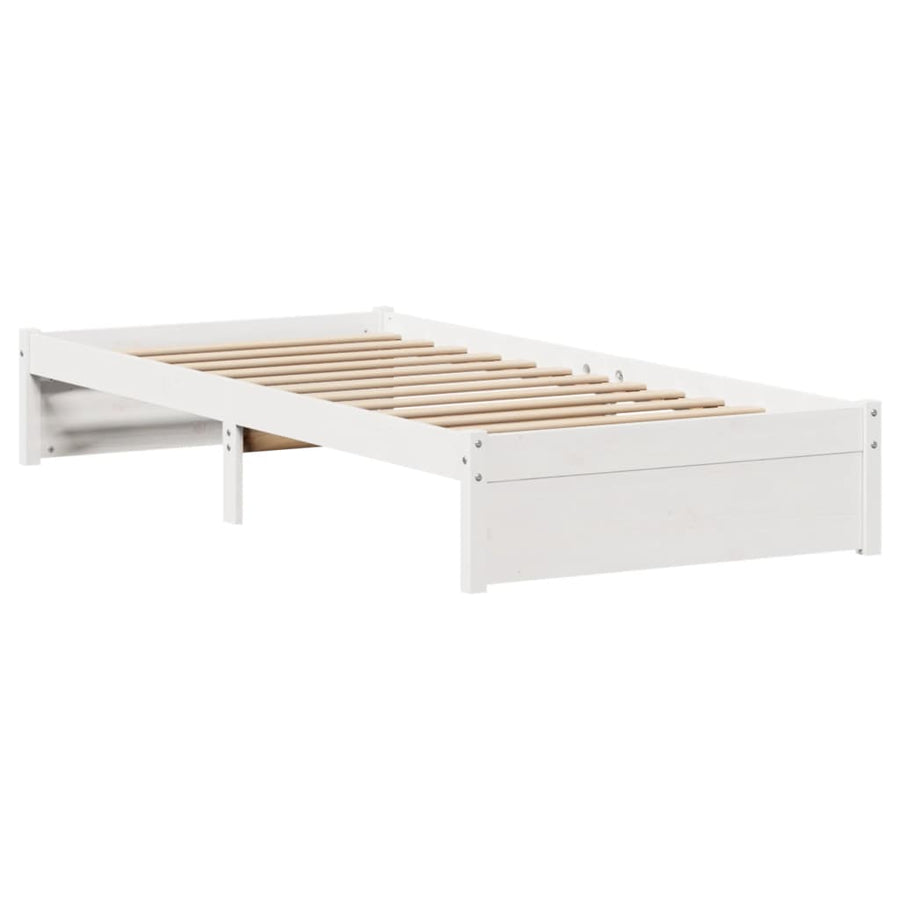 Bedframe zonder matras massief grenenhout wit 75x190 cm