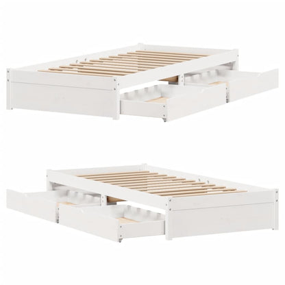 Bedframe zonder matras massief grenenhout wit 75x190 cm