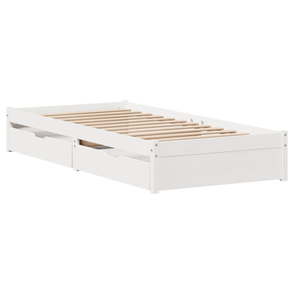Bedframe zonder matras massief grenenhout wit 90x190 cm