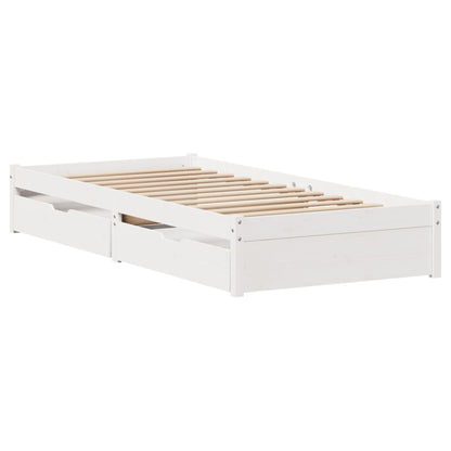 Bedframe zonder matras massief grenenhout wit 90x190 cm