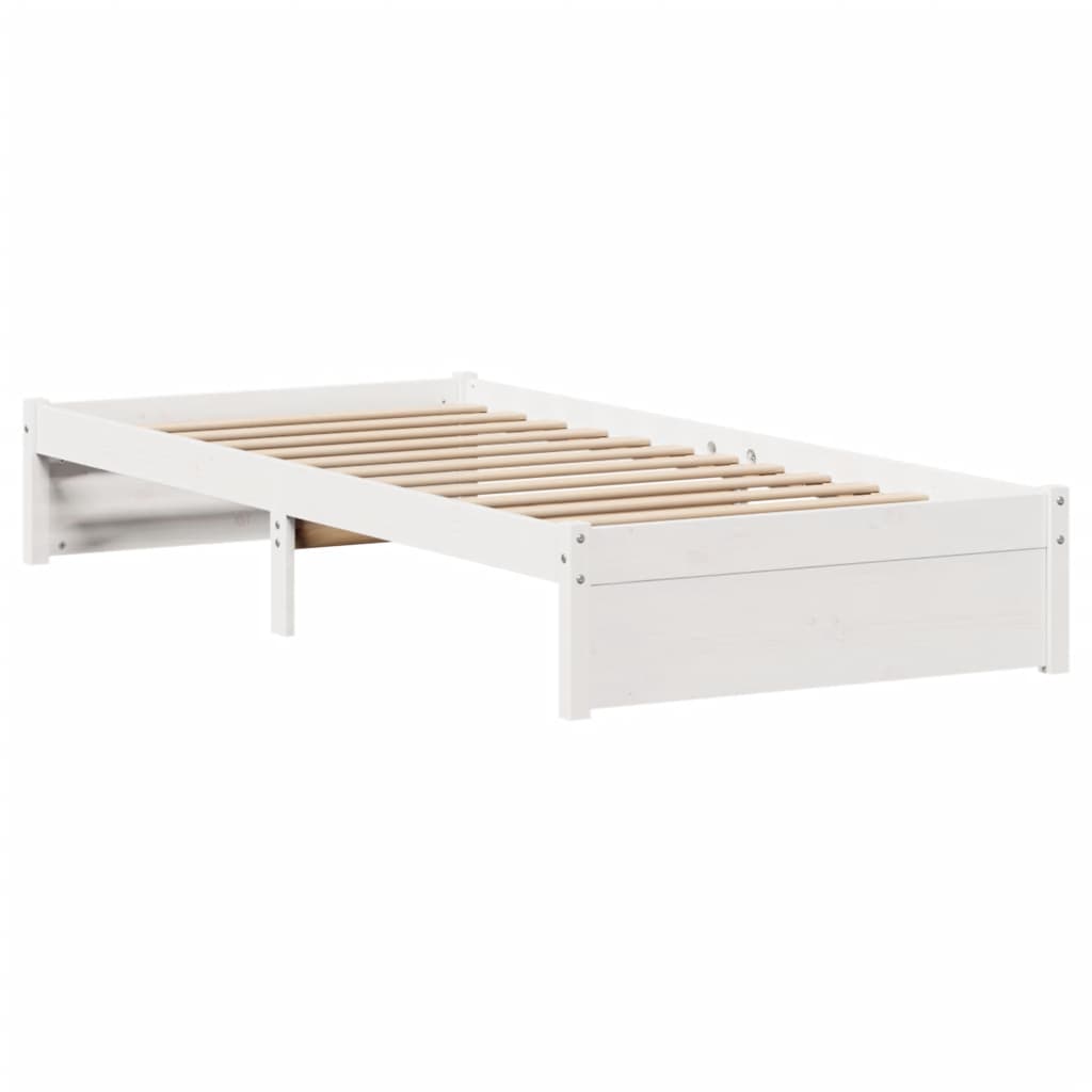 Bedframe zonder matras massief grenenhout wit 90x190 cm