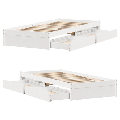 Bedframe zonder matras massief grenenhout wit 90x190 cm