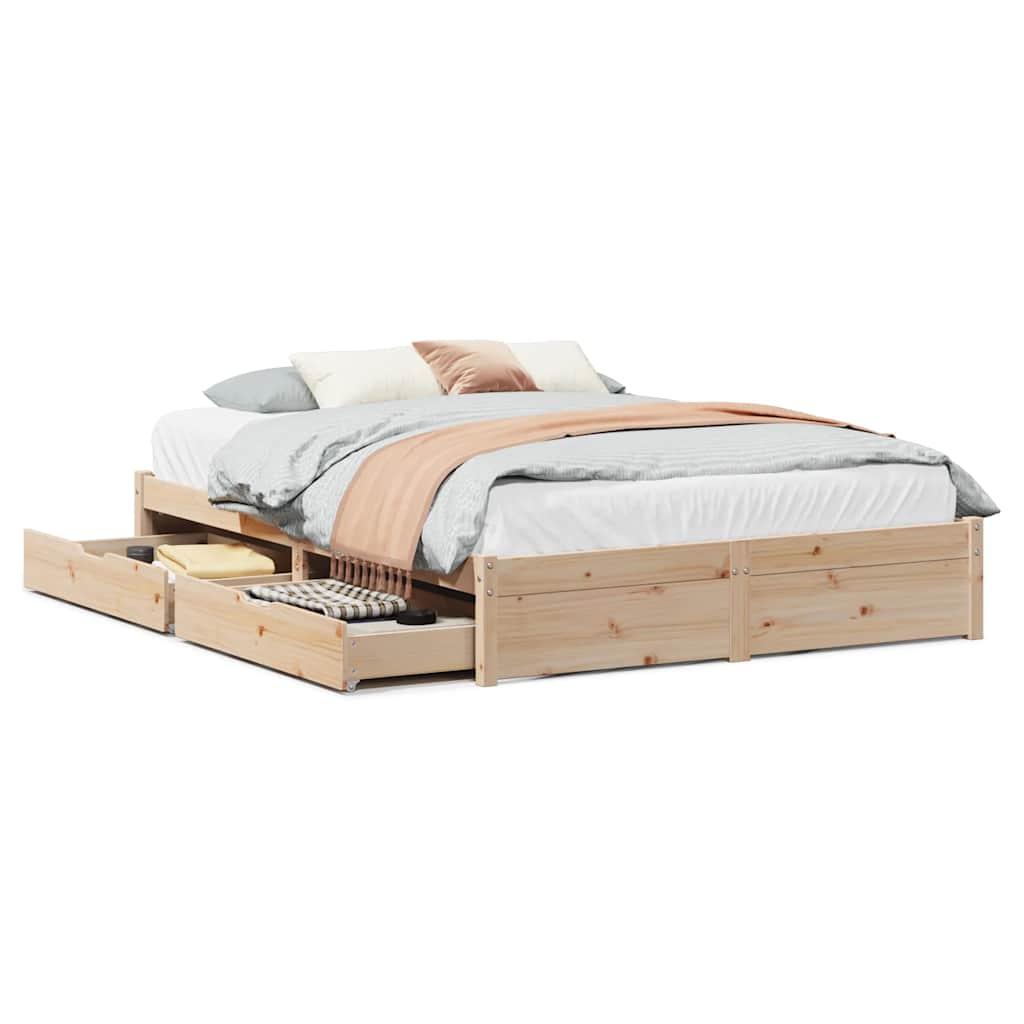 Bedframe zonder matras massief grenenhout 140x190 cm