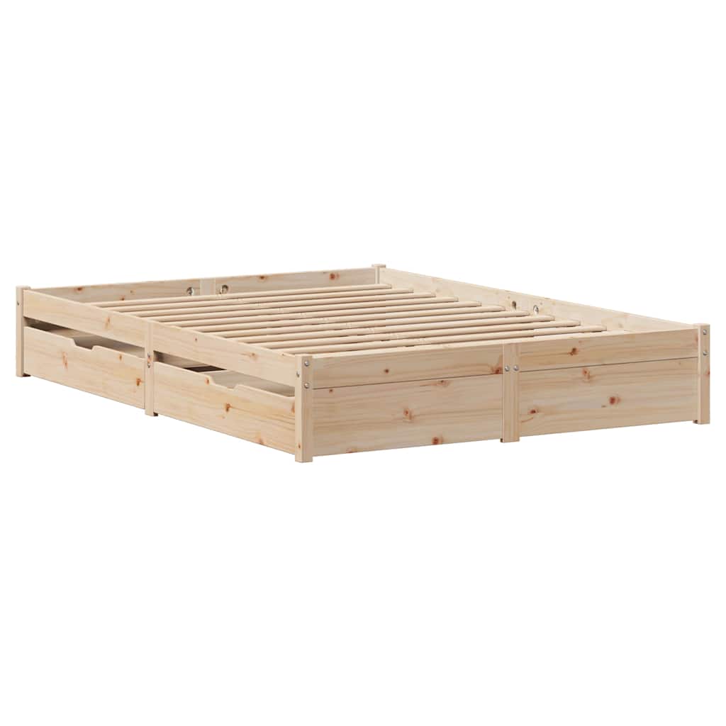 Bedframe zonder matras massief grenenhout 140x190 cm