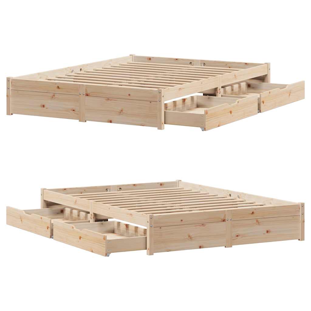 Bedframe zonder matras massief grenenhout 140x190 cm