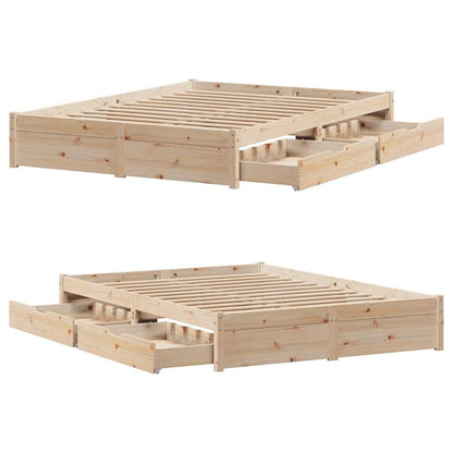 Bedframe zonder matras massief grenenhout 140x190 cm