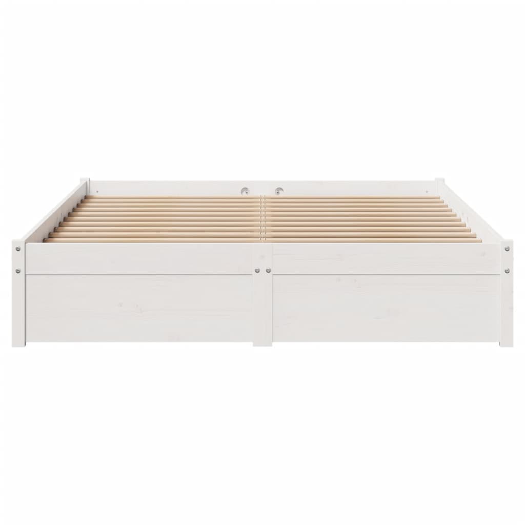 Bedframe zonder matras massief grenenhout wit 140x190 cm