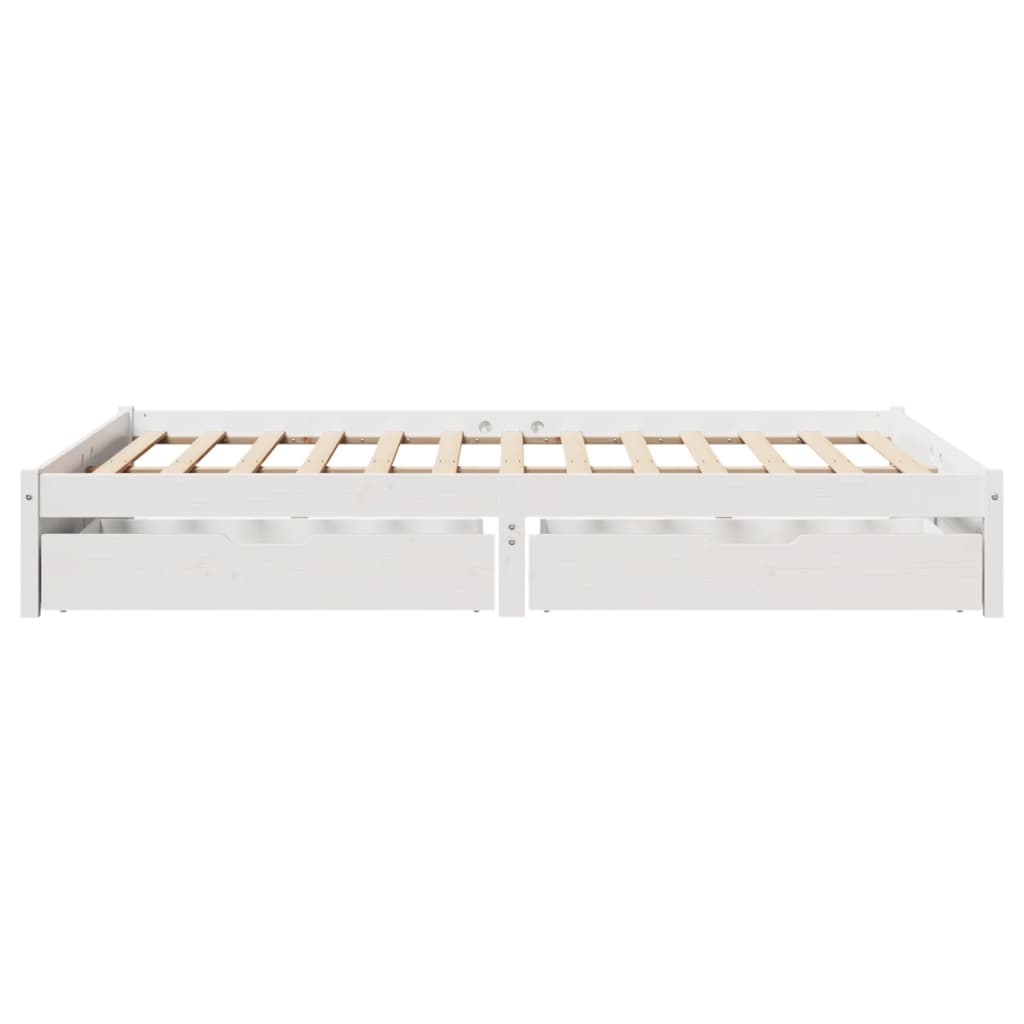 Bedframe zonder matras massief grenenhout wit 140x190 cm