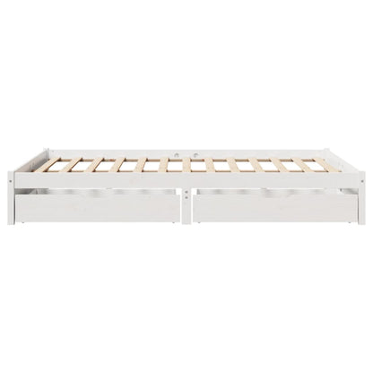Bedframe zonder matras massief grenenhout wit 140x190 cm