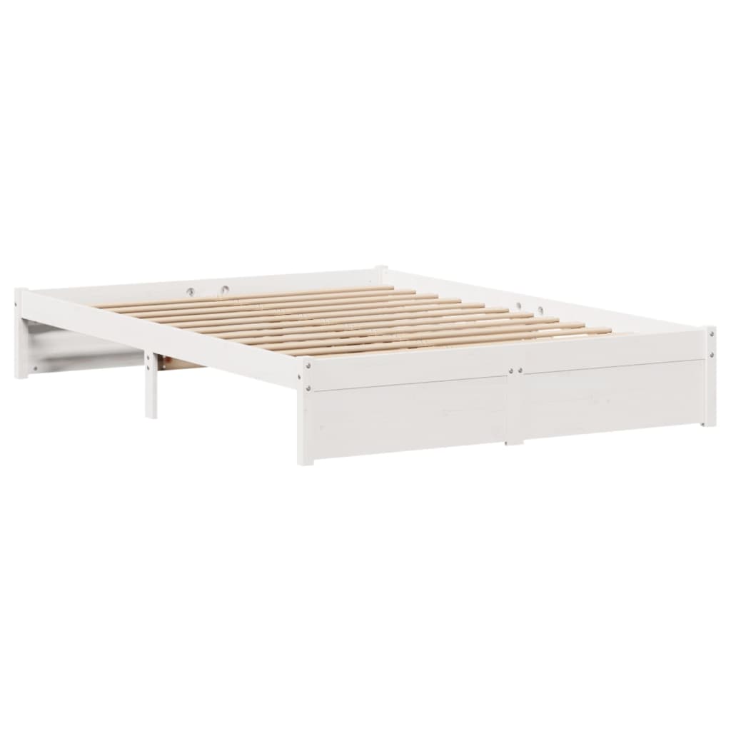 Bedframe zonder matras massief grenenhout wit 140x190 cm