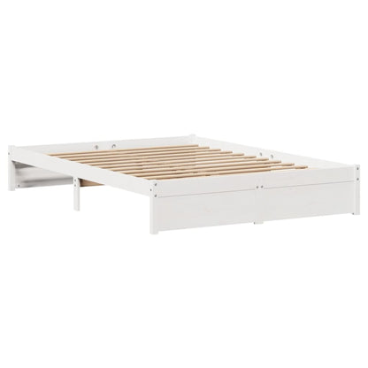 Bedframe zonder matras massief grenenhout wit 140x190 cm