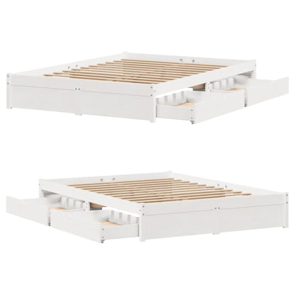 Bedframe zonder matras massief grenenhout wit 140x190 cm