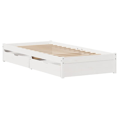 Bedframe zonder matras massief grenenhout wit 90x200 cm
