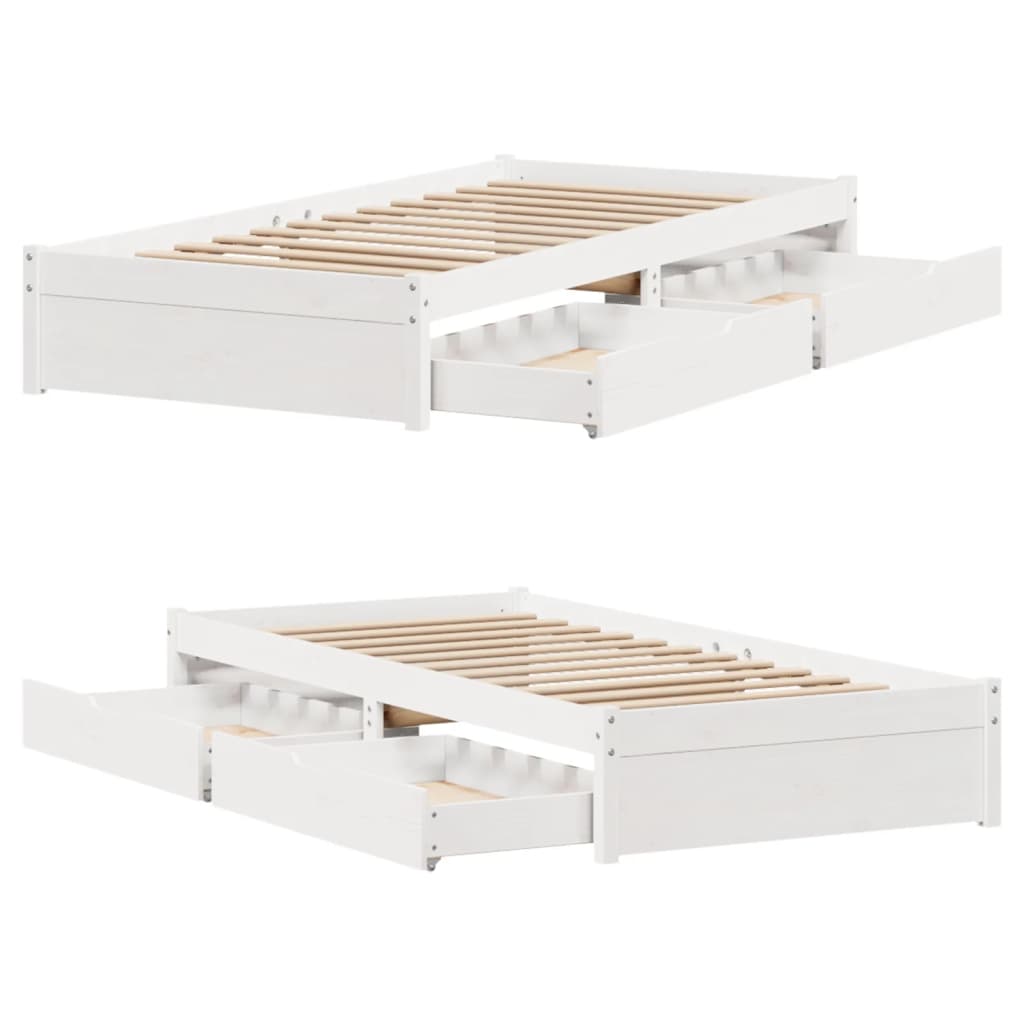 Bedframe zonder matras massief grenenhout wit 90x200 cm