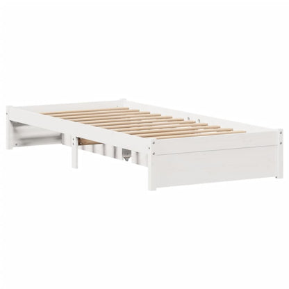 Bedframe zonder matras massief grenenhout wit 140x200 cm