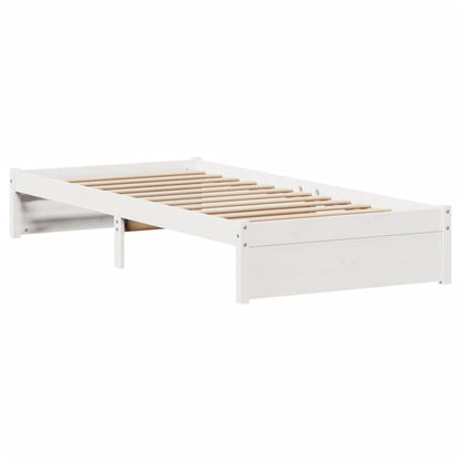 Bedframe zonder matras massief grenenhout wit 140x200 cm