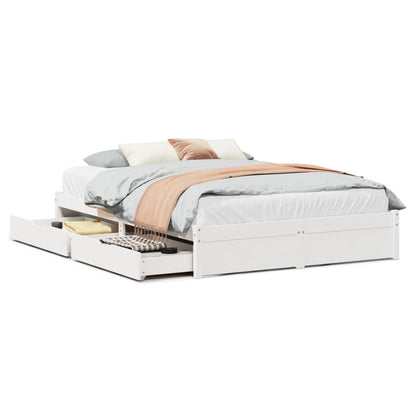 Bedframe zonder matras massief grenenhout wit 120x200 cm