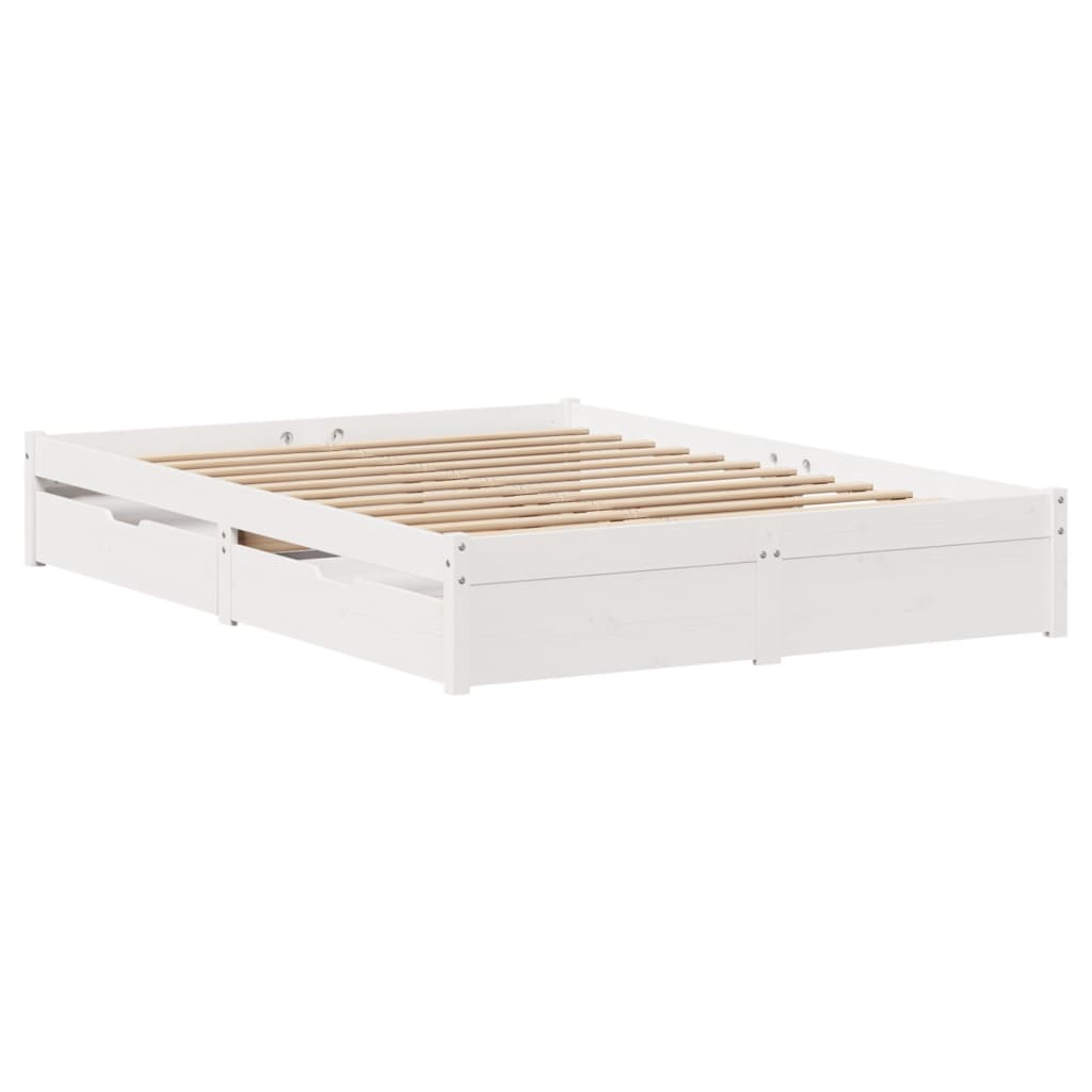 Bedframe zonder matras massief grenenhout wit 120x200 cm