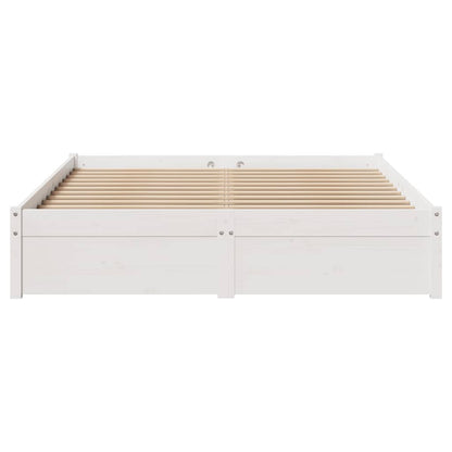 Bedframe zonder matras massief grenenhout wit 120x200 cm
