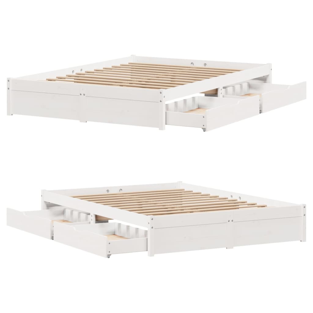 Bedframe zonder matras massief grenenhout wit 120x200 cm