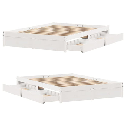 Bedframe zonder matras massief grenenhout wit 120x200 cm