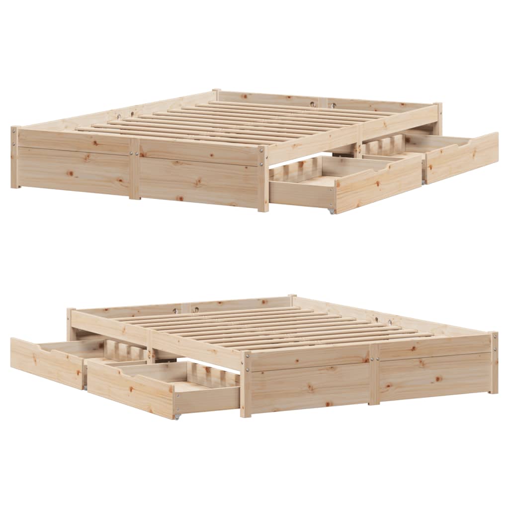 Bedframe zonder matras massief grenenhout 140x200 cm