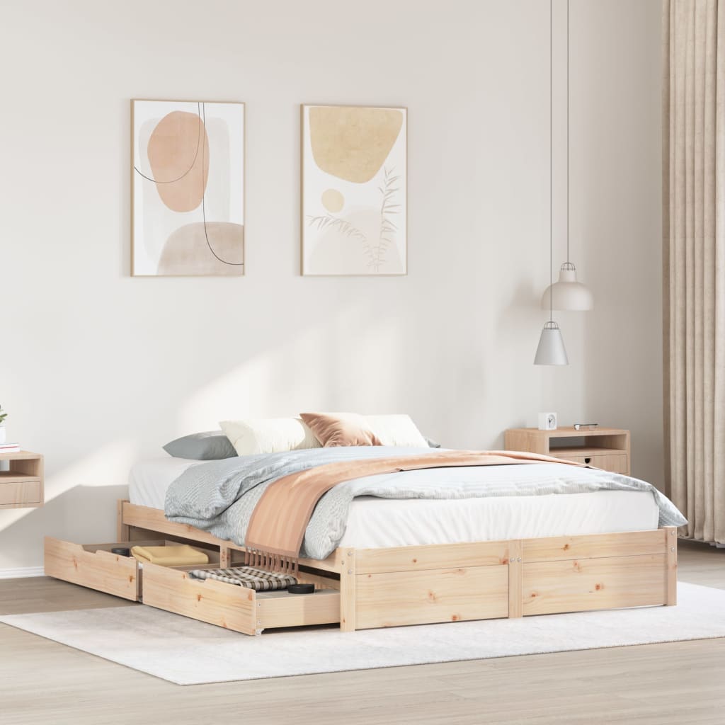Bedframe zonder matras massief grenenhout 140x200 cm