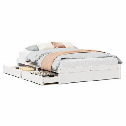 Bedframe zonder matras massief grenenhout wit 140x200 cm