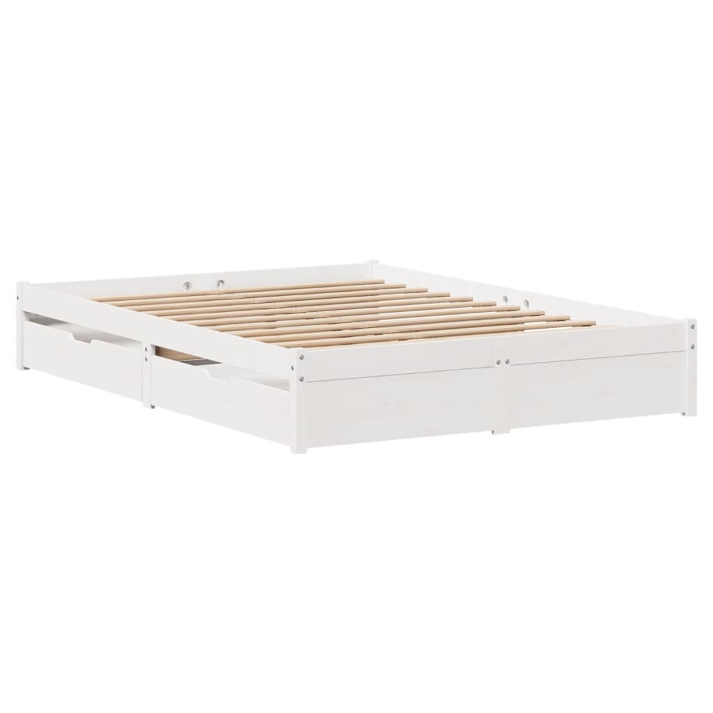 Bedframe zonder matras massief grenenhout wit 140x200 cm
