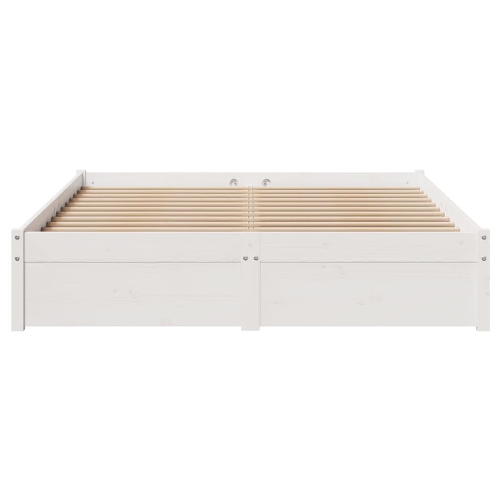 Bedframe zonder matras massief grenenhout wit 140x200 cm