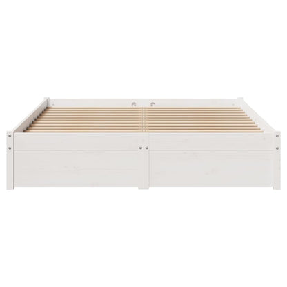 Bedframe zonder matras massief grenenhout wit 140x200 cm