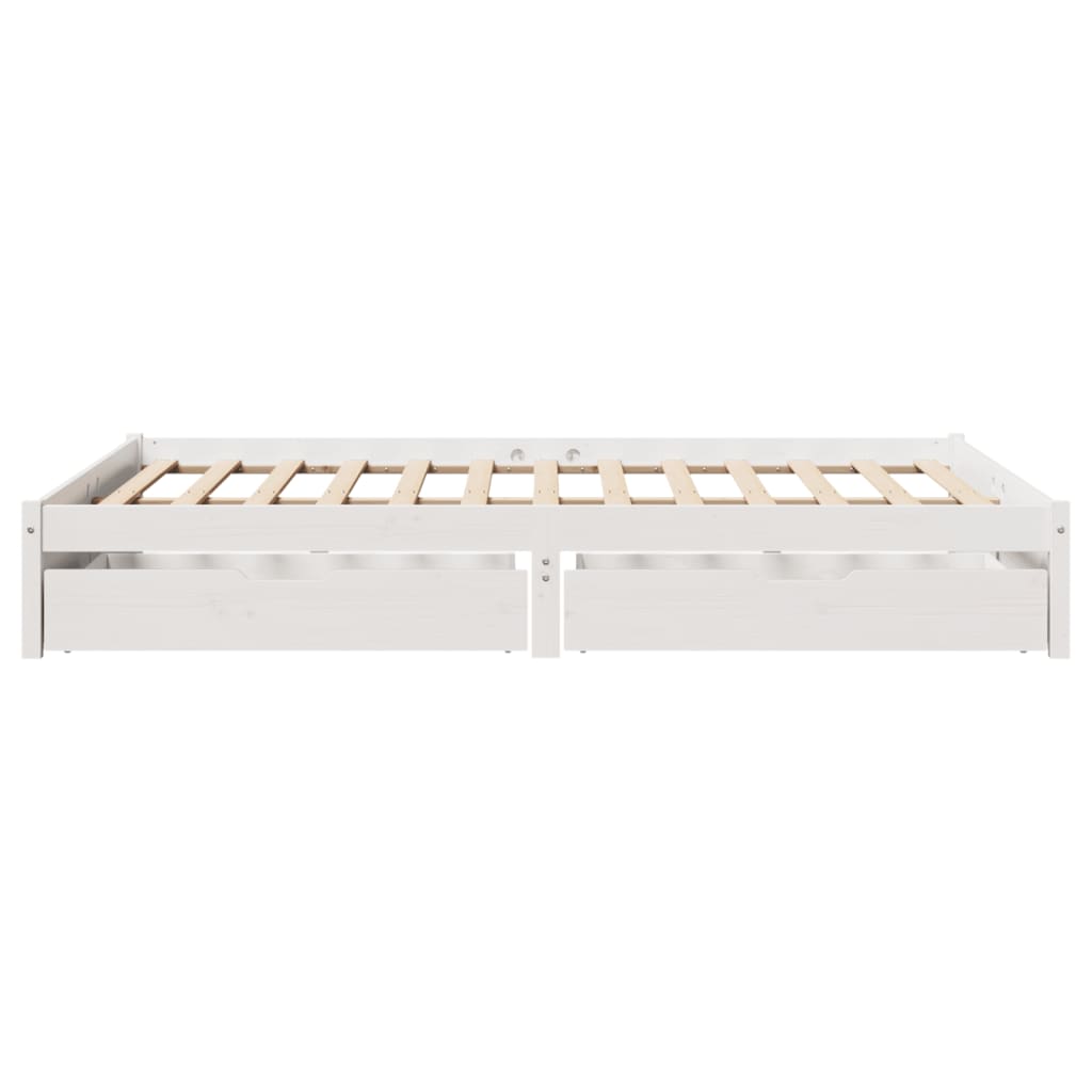 Bedframe zonder matras massief grenenhout wit 140x200 cm