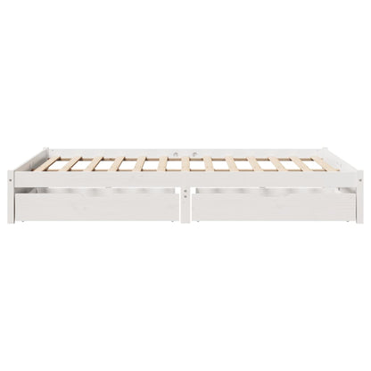 Bedframe zonder matras massief grenenhout wit 140x200 cm